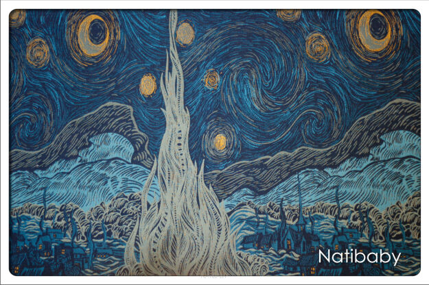 Starry Night Slimpy, CHUSTA KÓŁKOWA, [100% bawełna] chusta dla dziecka, chusty dla dzieci, chusta dla niemowląt, chusty dla niemowląt, chusta do noszenia dziecka, chusty do noszenia dzieci, bezpieczna chusta, bezpieczne chusty