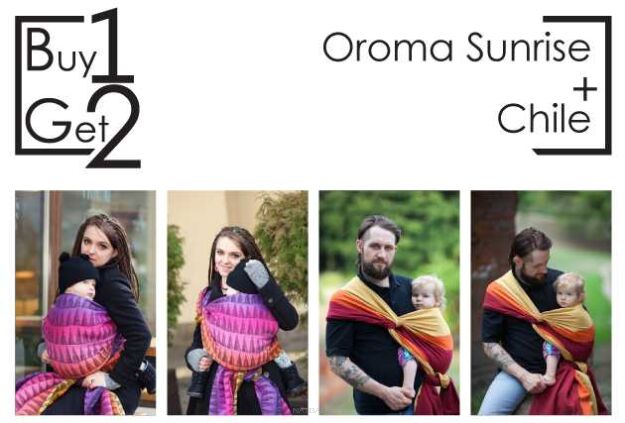 Buy1Get2 Oroma Sunrise 3.6 + Chile RING S chusta dla dziecka, chusty dla dzieci, chusta dla niemowląt, chusty dla niemowląt, chusta do noszenia dziecka, chusty do noszenia dzieci, bezpieczna chusta, bezpieczne chusty