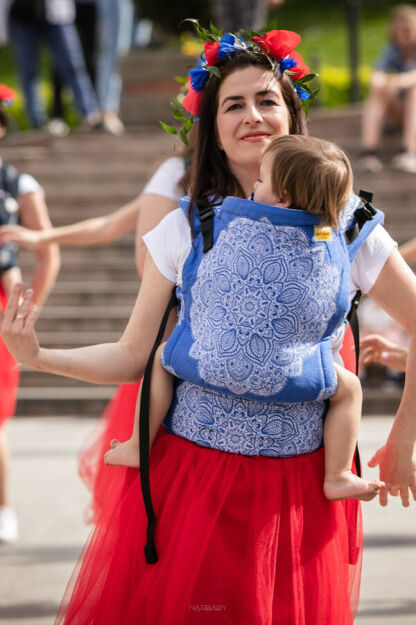 BABY Adornos Indios Blue Wersja 2, NATIGO nosidełko ergonomiczne, [100% bawełna]