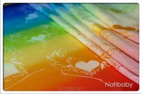 Wings Of Love Rainbow White, CHUSTA WIĄZANA, [70% bawełna, 30% len] chusta dla dziecka, chusty dla dzieci, chusta dla niemowląt, chusty dla niemowląt, chusta do noszenia dziecka, chusty do noszenia dzieci, bezpieczna chusta, bezpieczne chusty