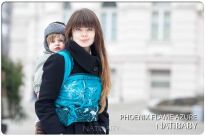 Phoenix Flame Azure, CHUSTA KÓŁKOWA, [75% bawełna, 25% len] chusta dla dziecka, chusty dla dzieci, chusta dla niemowląt, chusty dla niemowląt, chusta do noszenia dziecka, chusty do noszenia dzieci, bezpieczna chusta, bezpieczne chusty