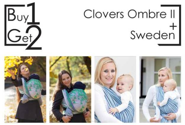 Buy1Get2 Clovers Ombre II 3.6 ok.cen + Sweden RING S chusta dla dziecka, chusty dla dzieci, chusta dla niemowląt, chusty dla niemowląt, chusta do noszenia dziecka, chusty do noszenia dzieci, bezpieczna chusta, bezpieczne chusty