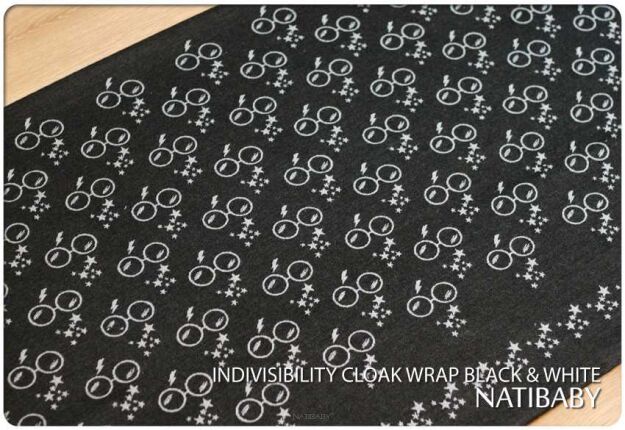 skrawki materiałów Natibaby wzór INDIVISIBILITY CLOAK WRAP BLACK & WHITE 180cm welna1.jpg