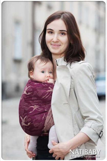 Crane Maroon, CHUSTA KÓŁKOWA, [70% bawełna, 30% merynos] chusta dla dziecka, chusty dla dzieci, chusta dla niemowląt, chusty dla niemowląt, chusta do noszenia dziecka, chusty do noszenia dzieci, bezpieczna chusta, bezpieczne chusty