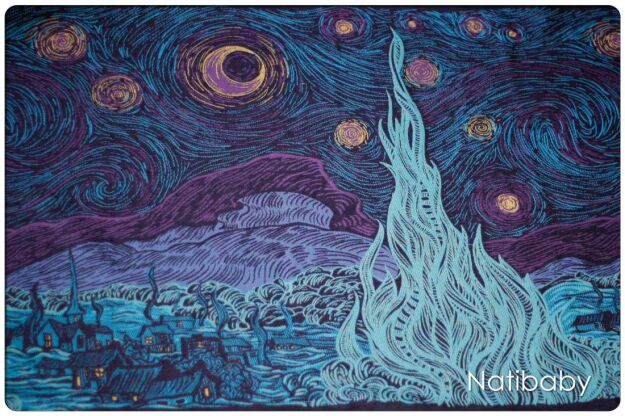 Starry Night Qualila, CHUSTA KÓŁKOWA, ram.pł., [100% bawełna] chusta dla dziecka, chusty dla dzieci, chusta dla niemowląt, chusty dla niemowląt, chusta do noszenia dziecka, chusty do noszenia dzieci, bezpieczna chusta, bezpieczne chusty