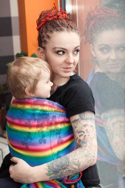 Clovers Rainbow, CHUSTA WIĄZANA, [70% bawełna, 30% len], ok.cen. chusta dla dziecka, chusty dla dzieci, chusta dla niemowląt, chusty dla niemowląt, chusta do noszenia dziecka, chusty do noszenia dzieci, bezpieczna chusta, bezpieczne chusty