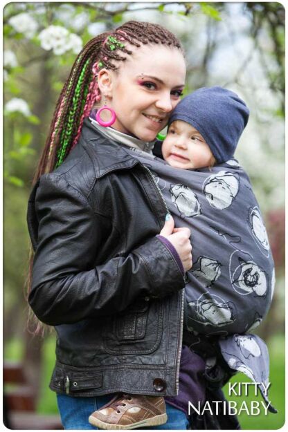 Kitty, CHUSTA WIĄZANA, [70% bawełna, 30% len] chusta dla dziecka, chusty dla dzieci, chusta dla niemowląt, chusty dla niemowląt, chusta do noszenia dziecka, chusty do noszenia dzieci, bezpieczna chusta, bezpieczne chusty